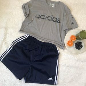Adidas | High Waisted Navy Stripped Shorts M